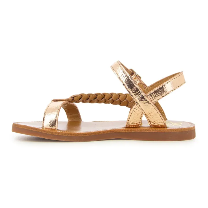 Pom d'Api Sandales Plagette Antik | Or rose