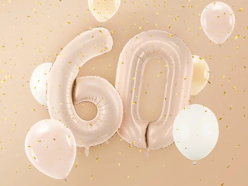 6 Jaar Cijfer Ballon Beige Glans Leeg 72cm