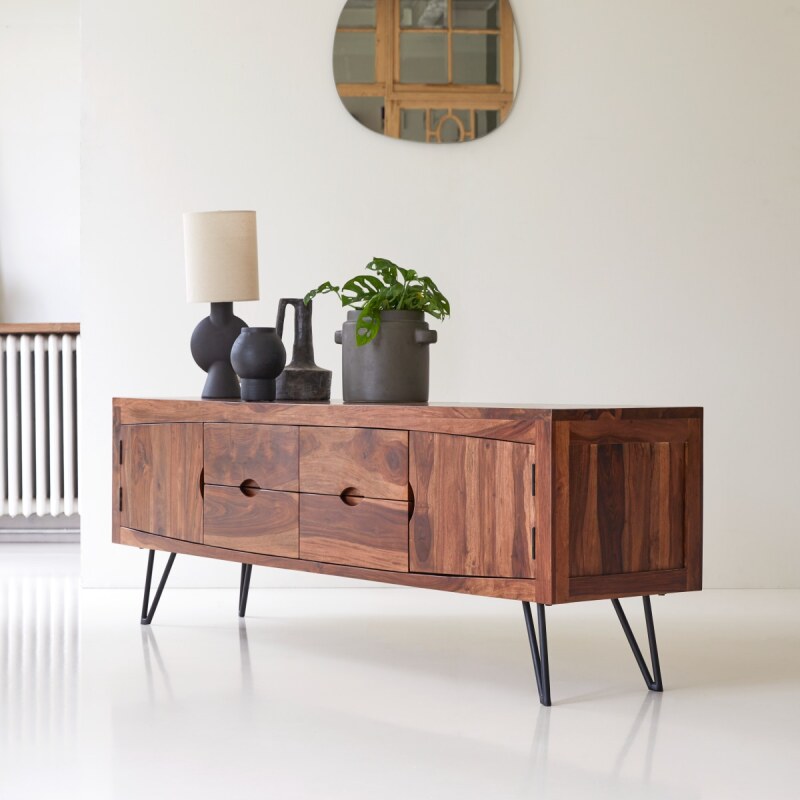 Meuble TV Bonnie en palissandre massif L 180 cm
