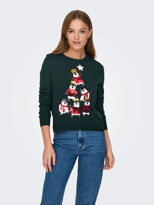 ONLY Weihnachtspullover »ONLXMAS PENGUIN TREE LS O-NECK RP KNT«