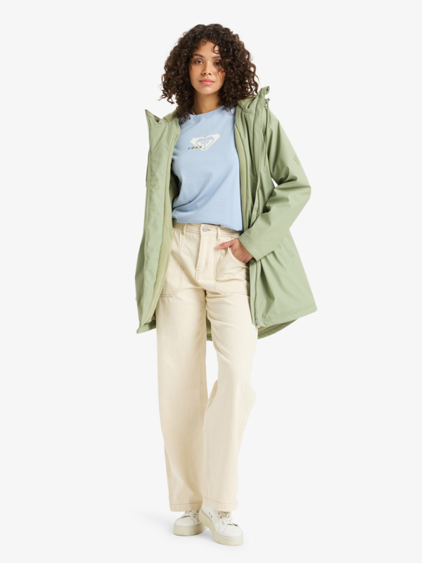 Rain Road Polar Zip Veste imperméable Vert Femme
