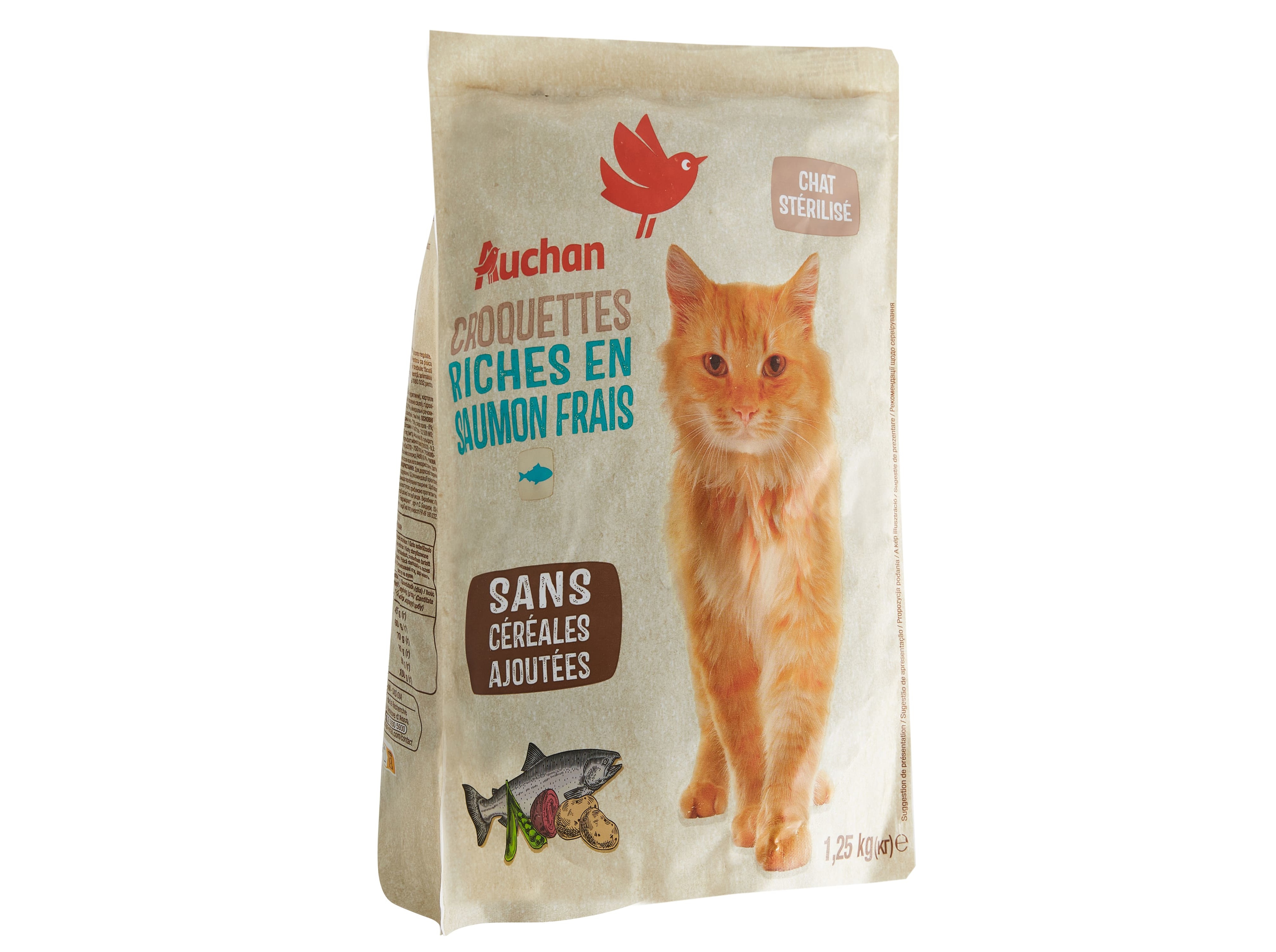 RAÇÃO PARA GATO AUCHAN NATURAL RICO EM SALMÃO FRESCO SEM CEREAIS ADICIONADOS 1.25KG
