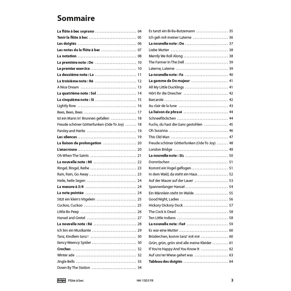 Cascha HH 1503 FR Flûte à bec - Apprendre rapidement et facile