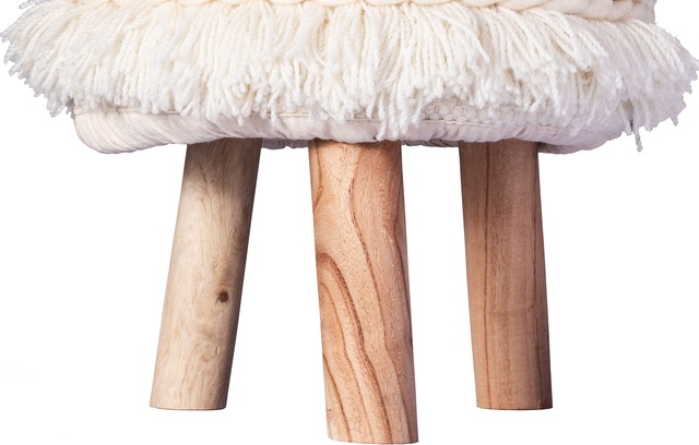 Kayoom Sitzhocker »Hocker Bohist 525, charaktergebende Strukturen mit Fransen und Quasten« 1 Stk. tlg. handgefertigtes Unikat, Boho-Style, gut kombinierbar