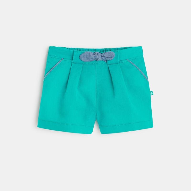 Short en lin à plis vert bébé fille Vert