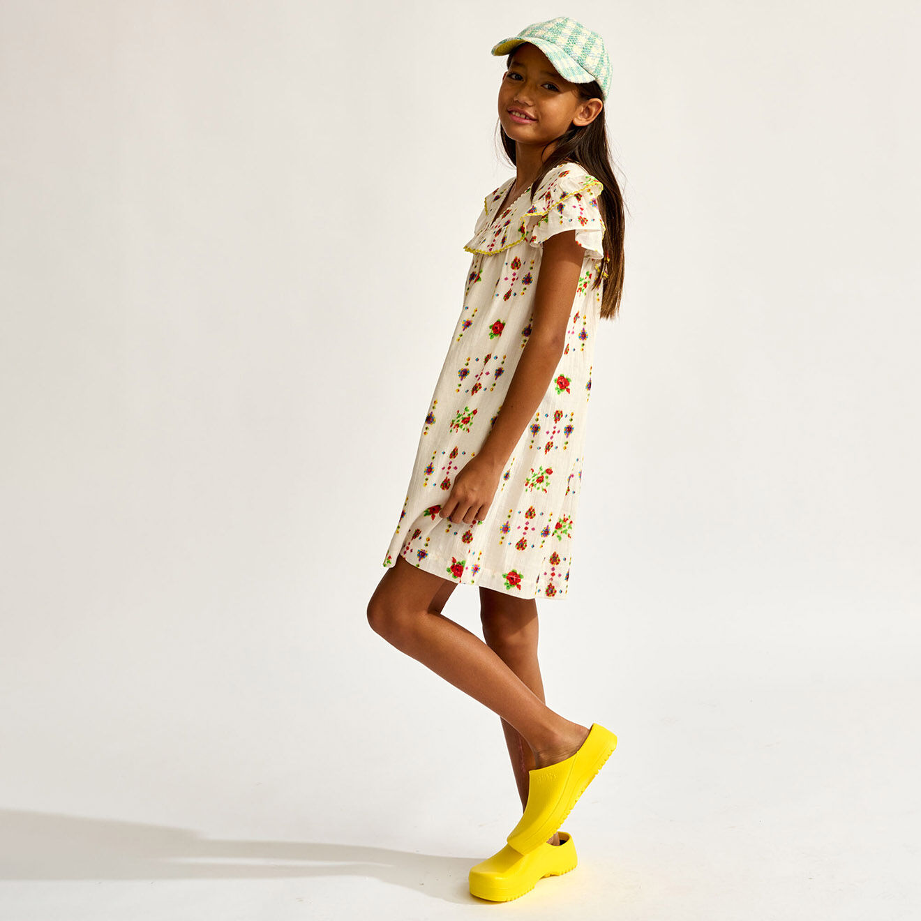 Bellerose Robe en Voile de Coton Hippie imprimée blanc/multicolore