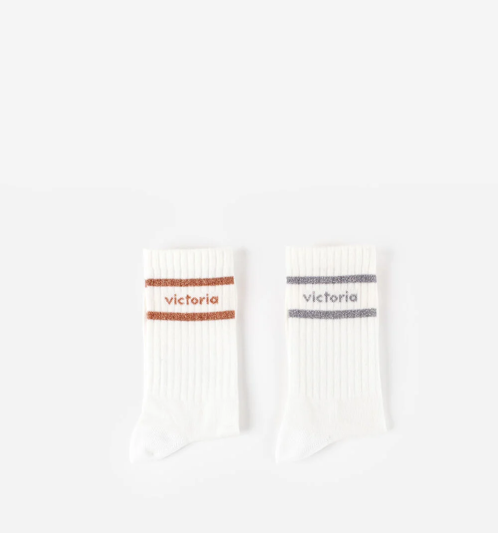 CHAUSSETTES COTON BL-LUREXPLATA-NUDE