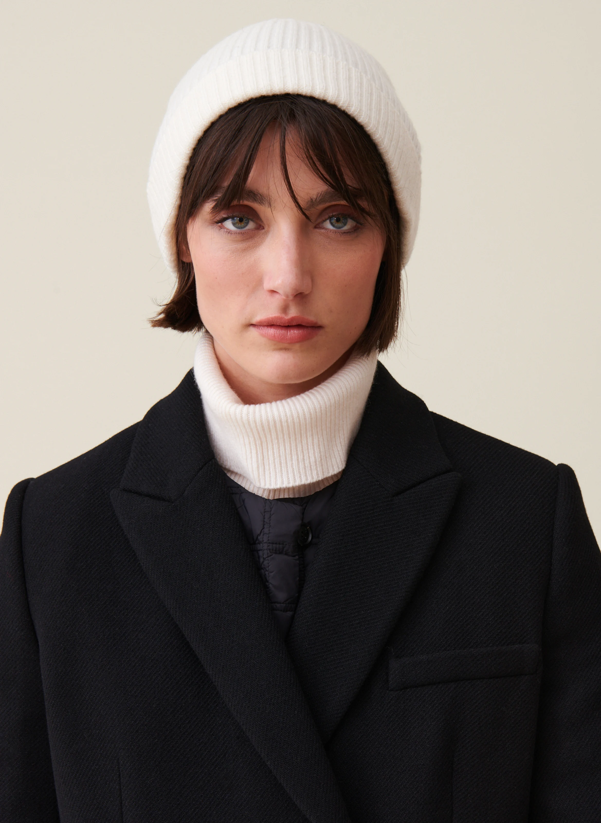Bonnet tricoté en cachemire | Blanc