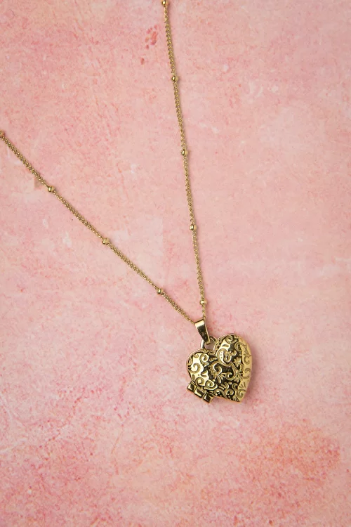 Topvintage Boutique Collection Hart medaillon halsketting in goud