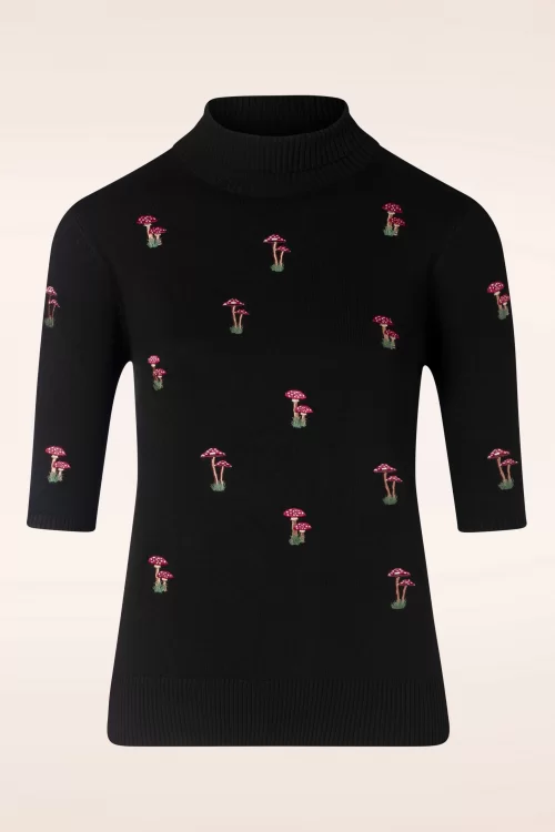 Banned Retro Mushroom dreams trui in zwart