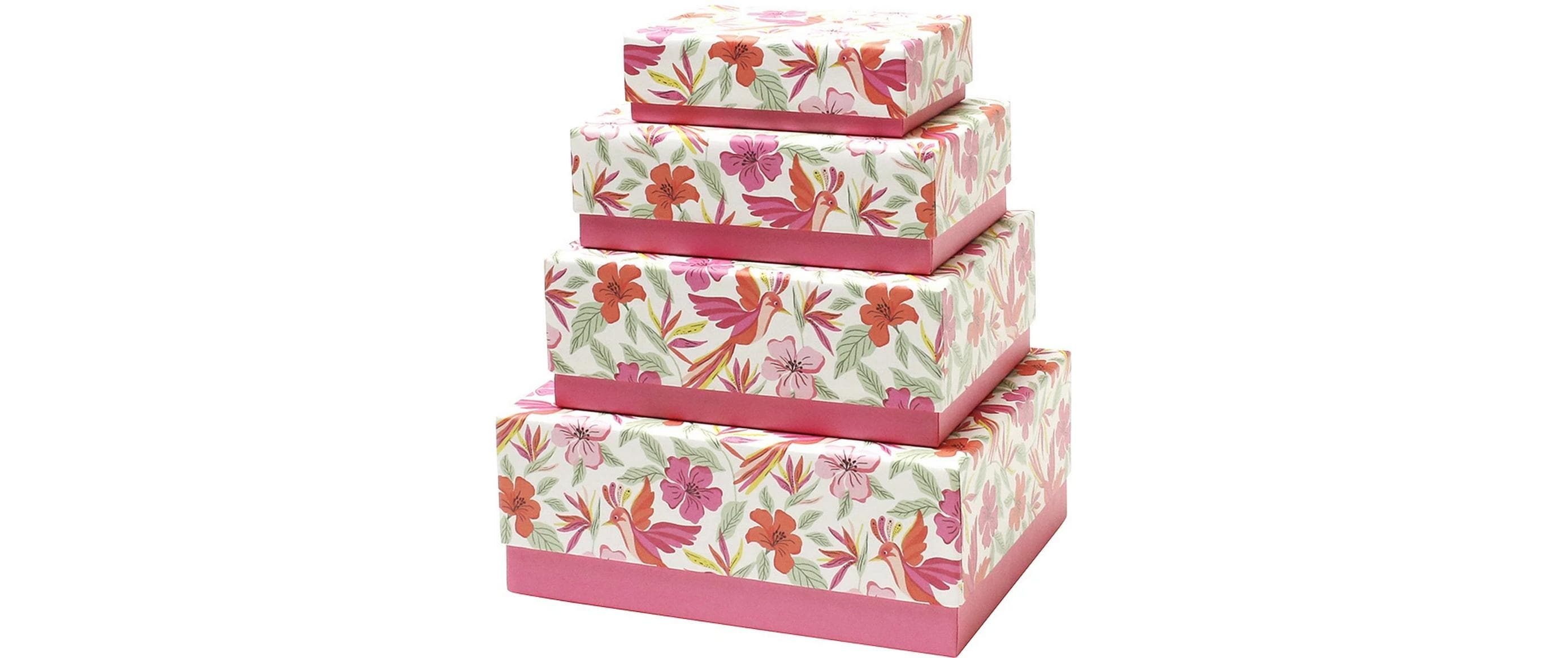 Geschenkbox Joy 4 Stück, Pink/WeissRechteckiger Geschenkkarton
