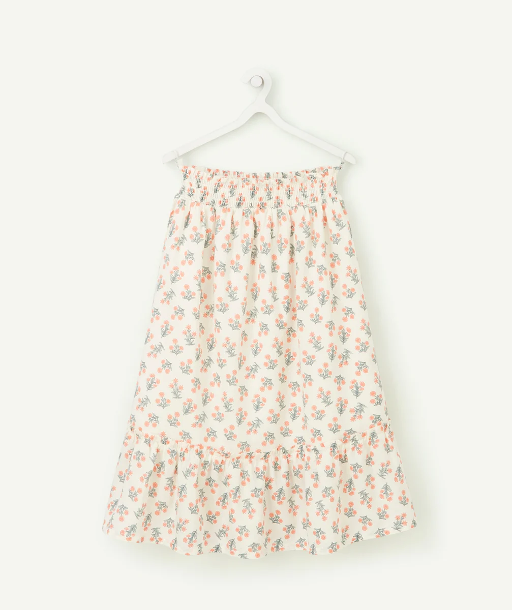 JUPE LONGUE FILLE ÉCRUE IMPRIMÉ FLEURI