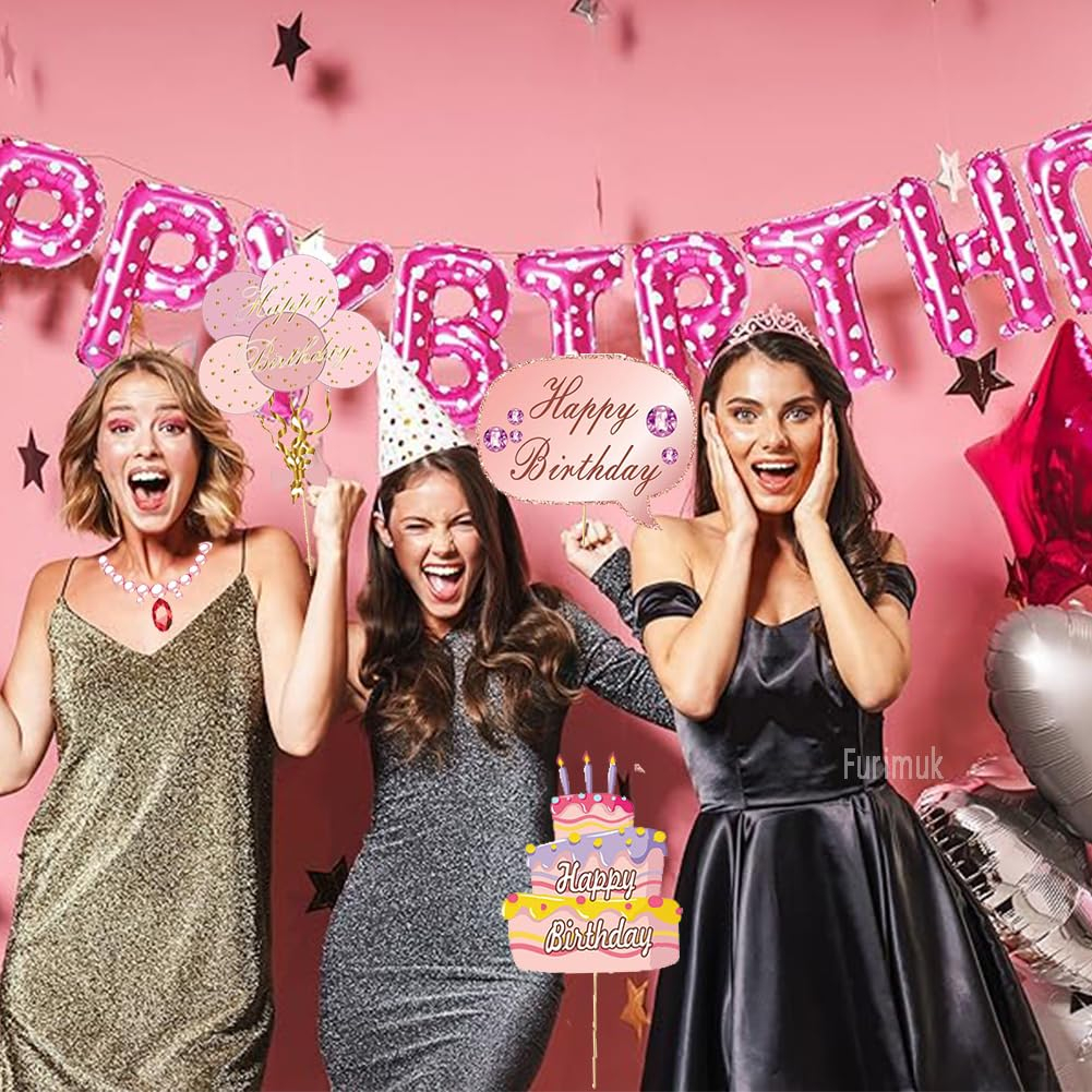 (33er Set) Glitzer Photo Booth Fotorequisiten Happy Birthday Party Foto Accessoires Dekorationen für lustige Bilder - Geburtstag