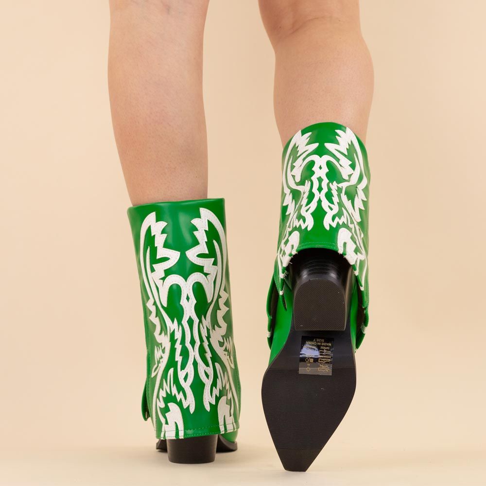*VEGAN* halfhoge cowboyboots met kap Esperanza groen