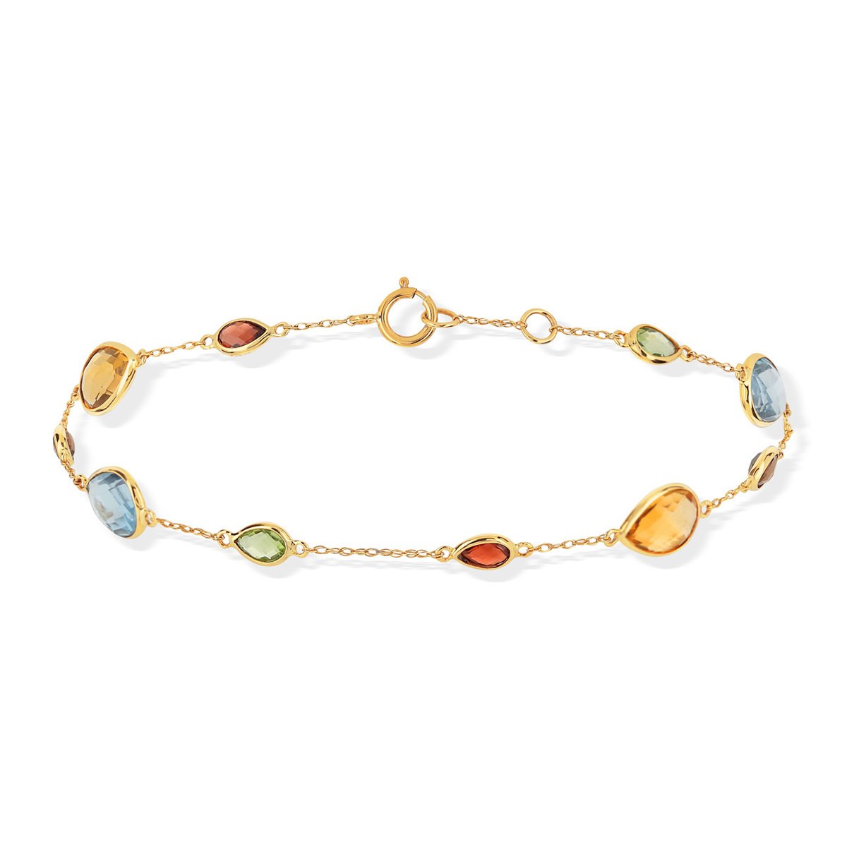 Bracelet or 375 jaune pierres fines 19 cm