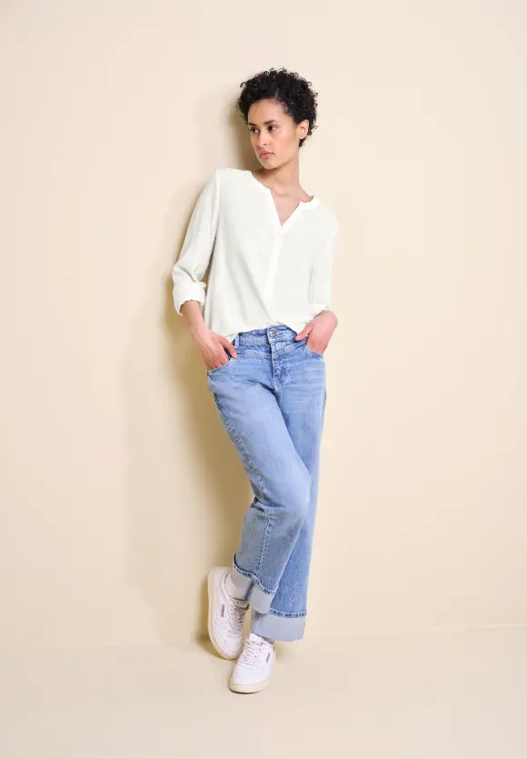 Basic Bluse in Unifarbe - off white