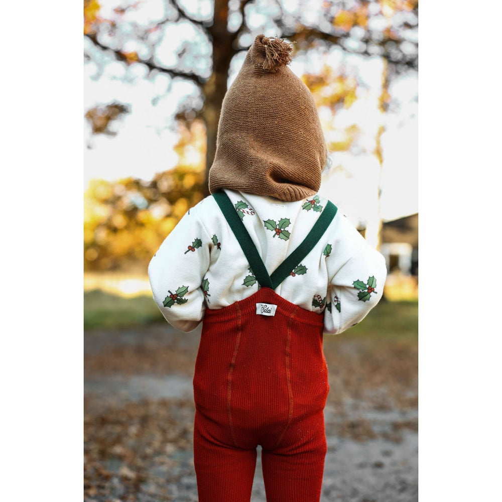 Køb Silly Silas Maple Leaf With Dark Forest Green Footed Strømpebukser Christmas Edition