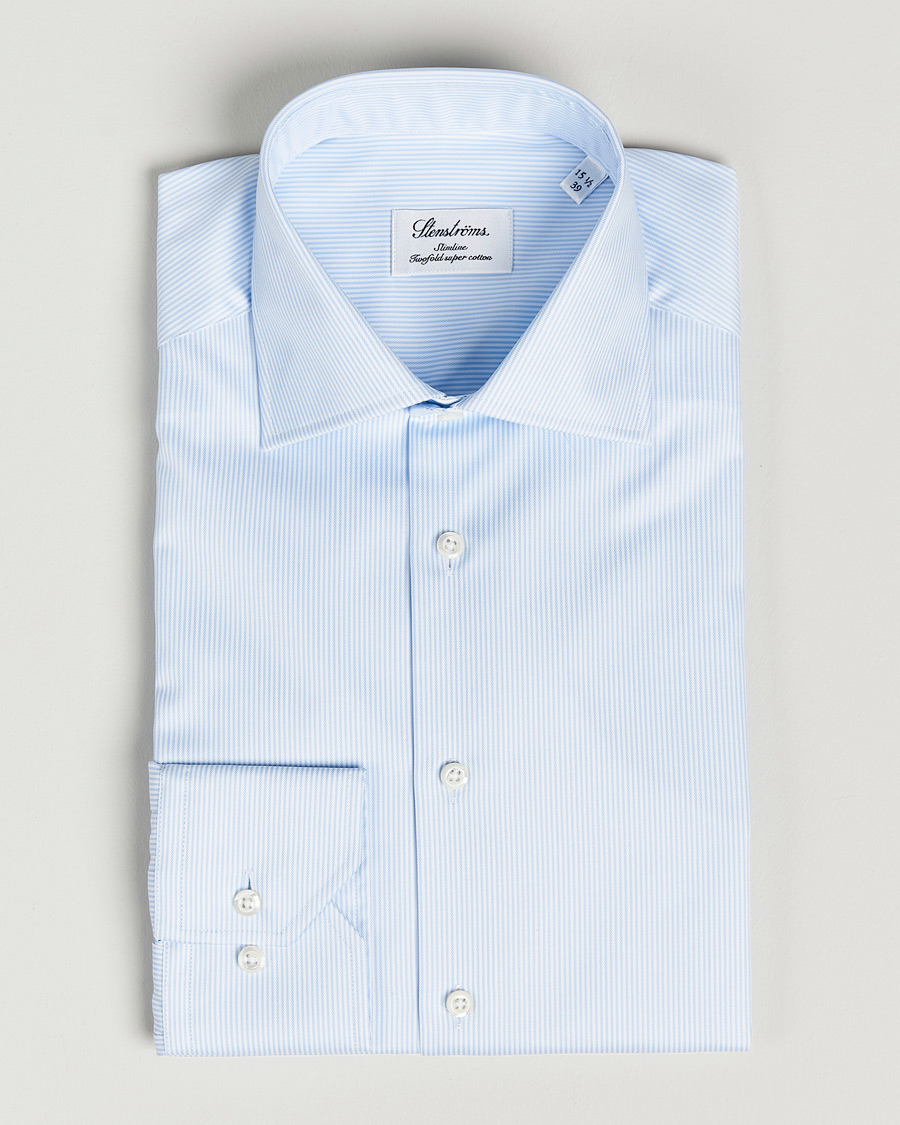 Stenströms Slimline Thin Stripe Shirt White/Blue