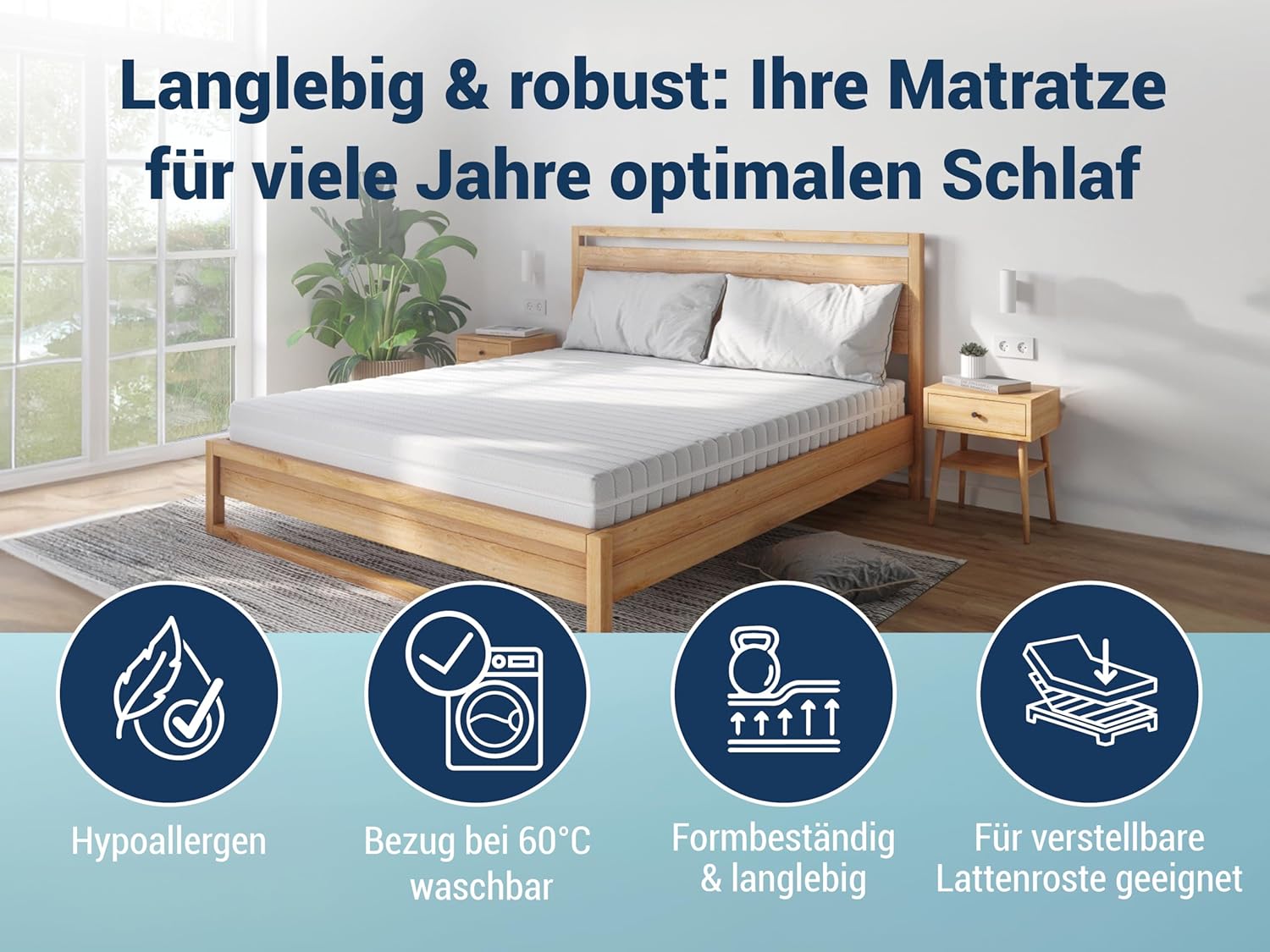 Betten-ABC - Matratze (KSP-500) - 120x220 cm (H4) - 7-Zonen Matratze aus Kaltschaum - Hypoallergen & Antibakteriell - Oeko-TEX® Zertifiziert - Bezug abnehmbar & waschbar - Lieferung per Paket