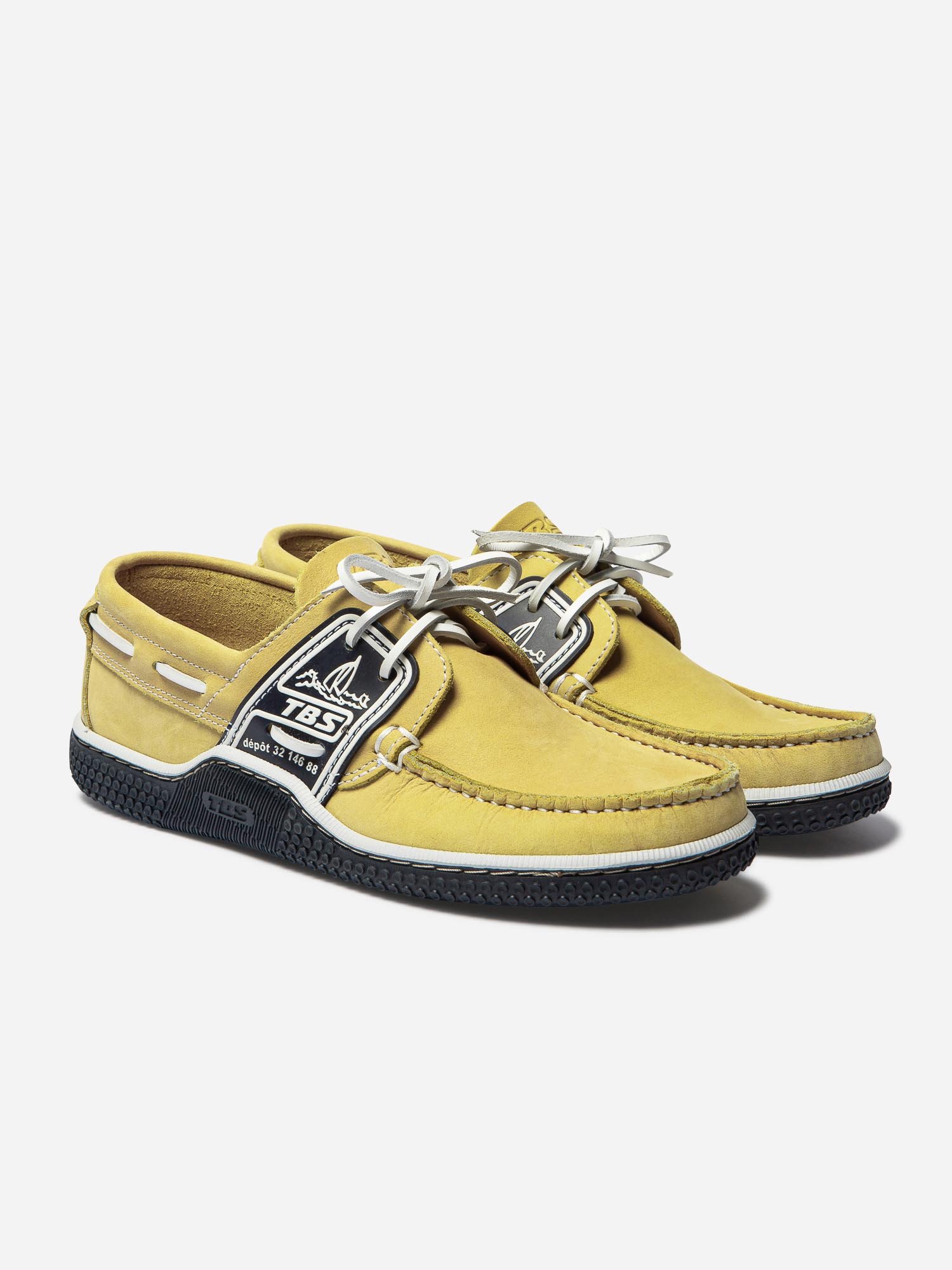 Chaussures Bateau Homme Semelle Grip Cuir Jaune