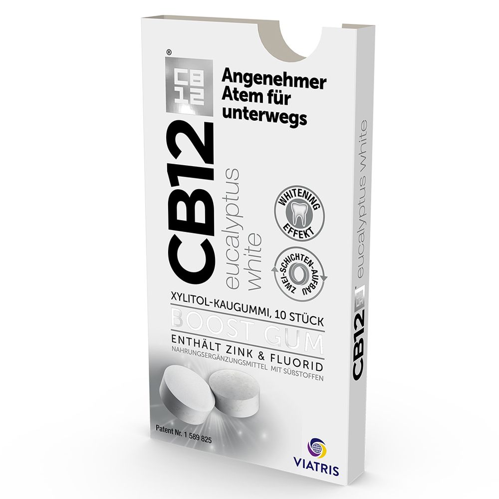 CB12 Boost Eucalyptus White Kaugummi: Zuckerfreie Mundpflege-Kaugummis gegen Mundgeruch mit Whitening-Effekt
