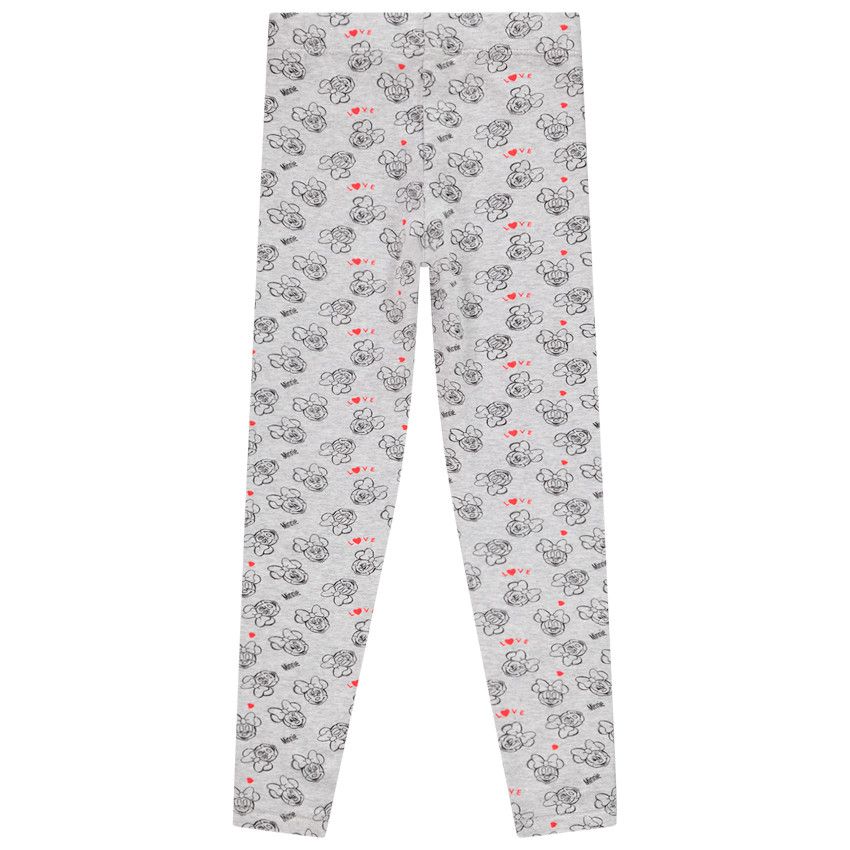 Legging en jersey imprimé Minnie Disney pour enfant fille - Gris chiné