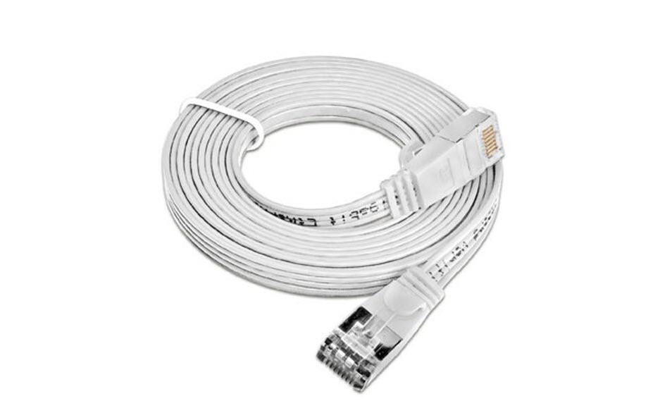 Slimpatchkabel RJ-45 - RJ-45, Cat 6, STP, 20 m, WeissGeschirmtes Twisted-Pair-Kabel (STP) mit Klinkenschutz