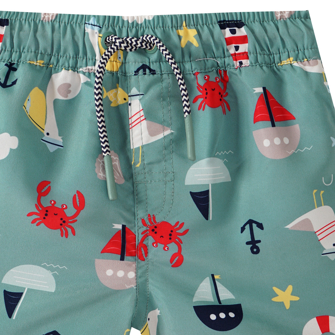 Topomini Baby Badeshorts mit maritimen Motiven dunkelgrün