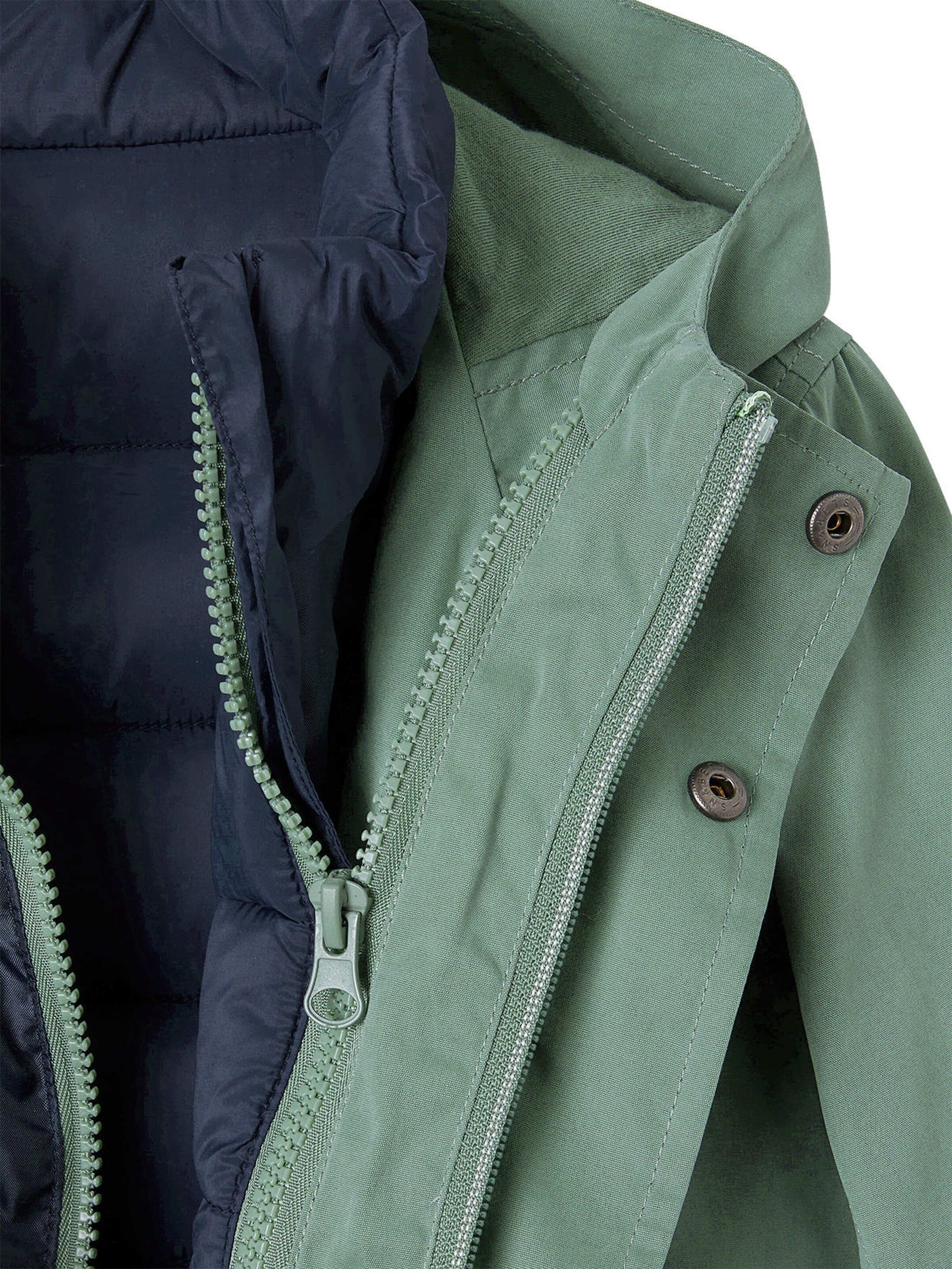 Vertbaudet Jungen 3-in-1-Jacke mit Recycling-Polyester salbeigrün