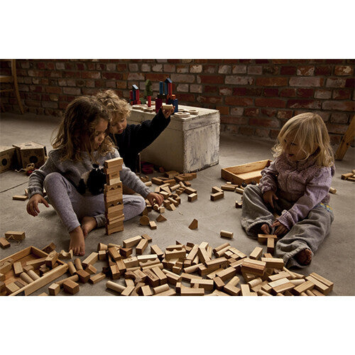 Wooden story stapelblokken XL - regenboog - 63 st