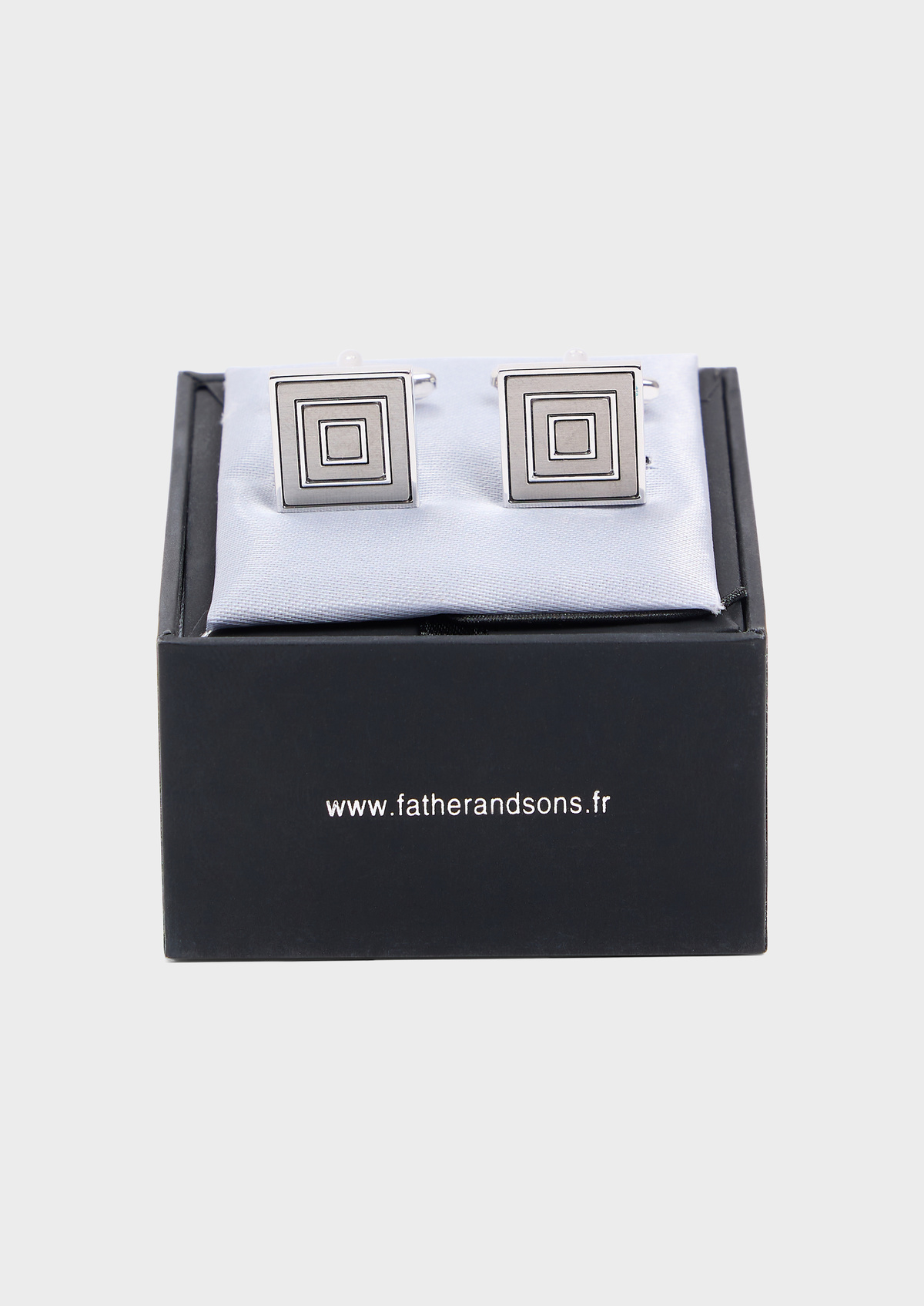 Boutons de manchettes carrés argent