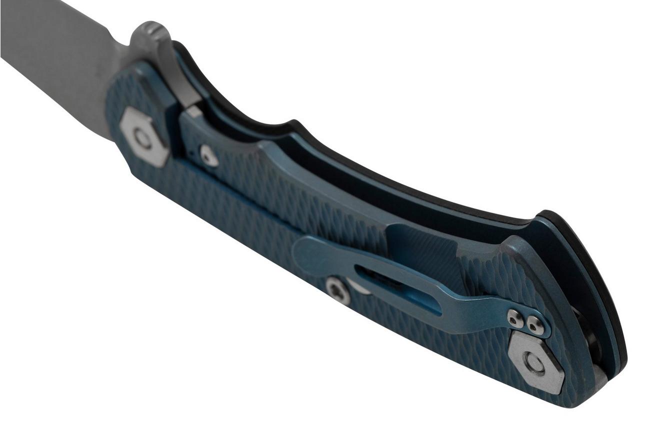 Rick Hinderer Project X, MagnaCut Clip point, Battle Blue, Black G10 zakmes