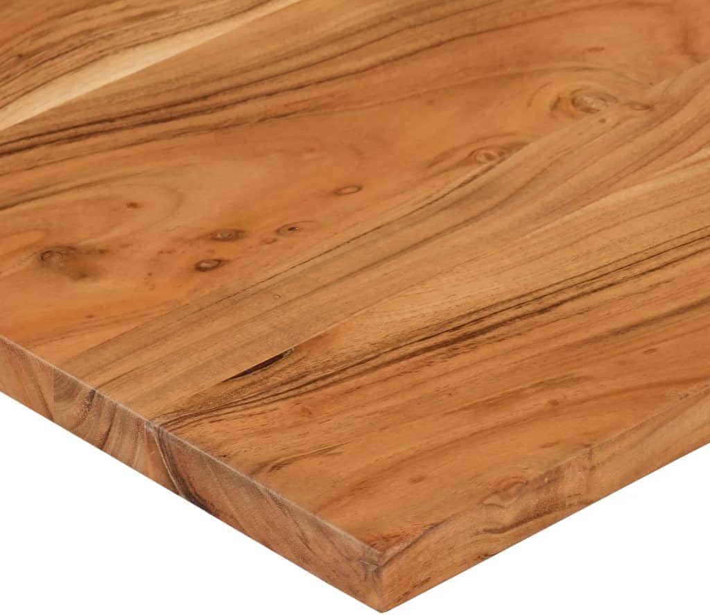 Tischplatte aus massivem Akazienholz, 120 x 50 x 2,5 cm, rechteckig mit gebogenem Rand, für Büro und Zuhause, robuster und langlebiger Tisch mit natürlicher Oberfläche, glatte Oberfläche