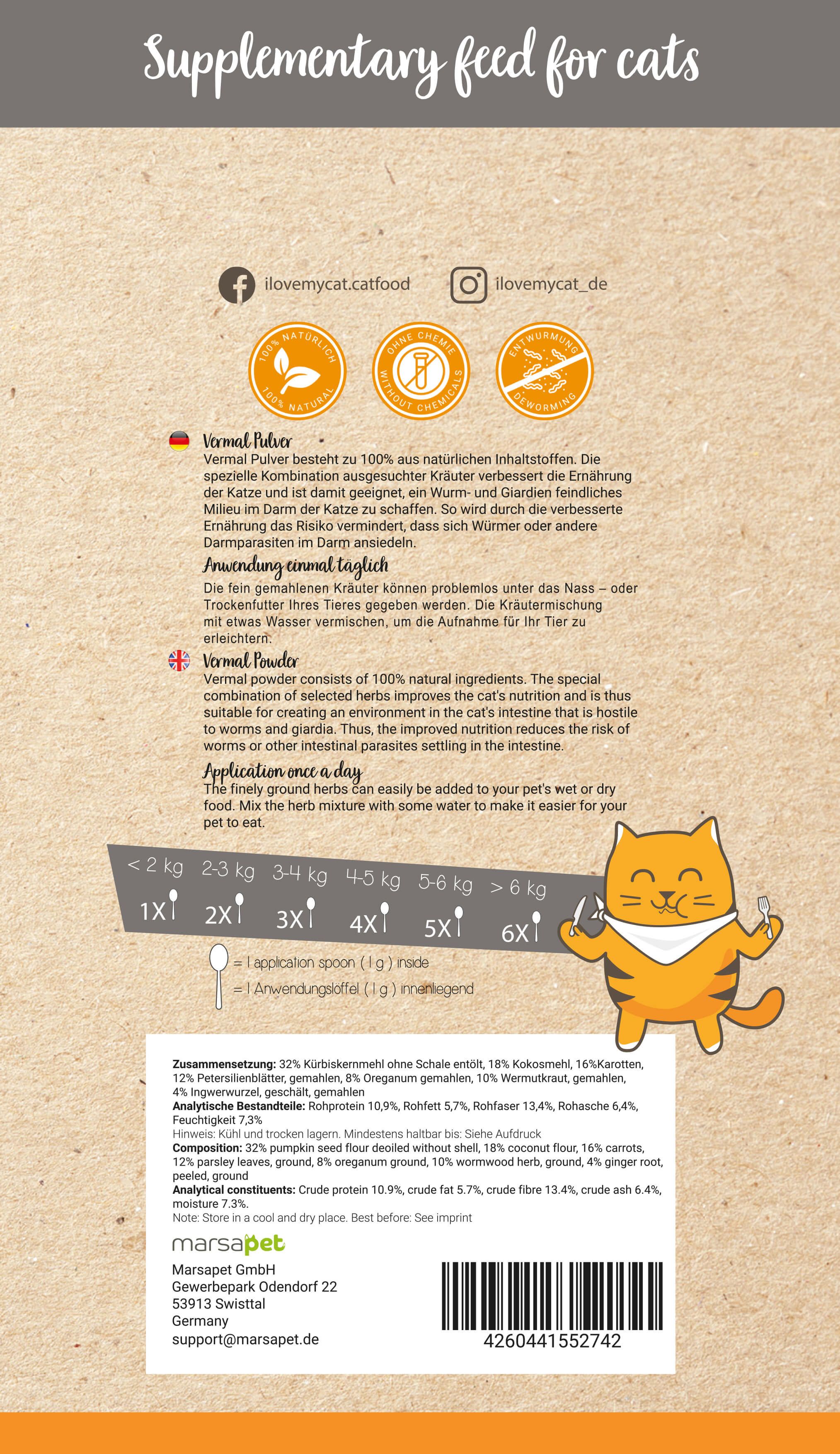 I love my cat Nahrungsergänzung für Katzen - Vermal Pulver