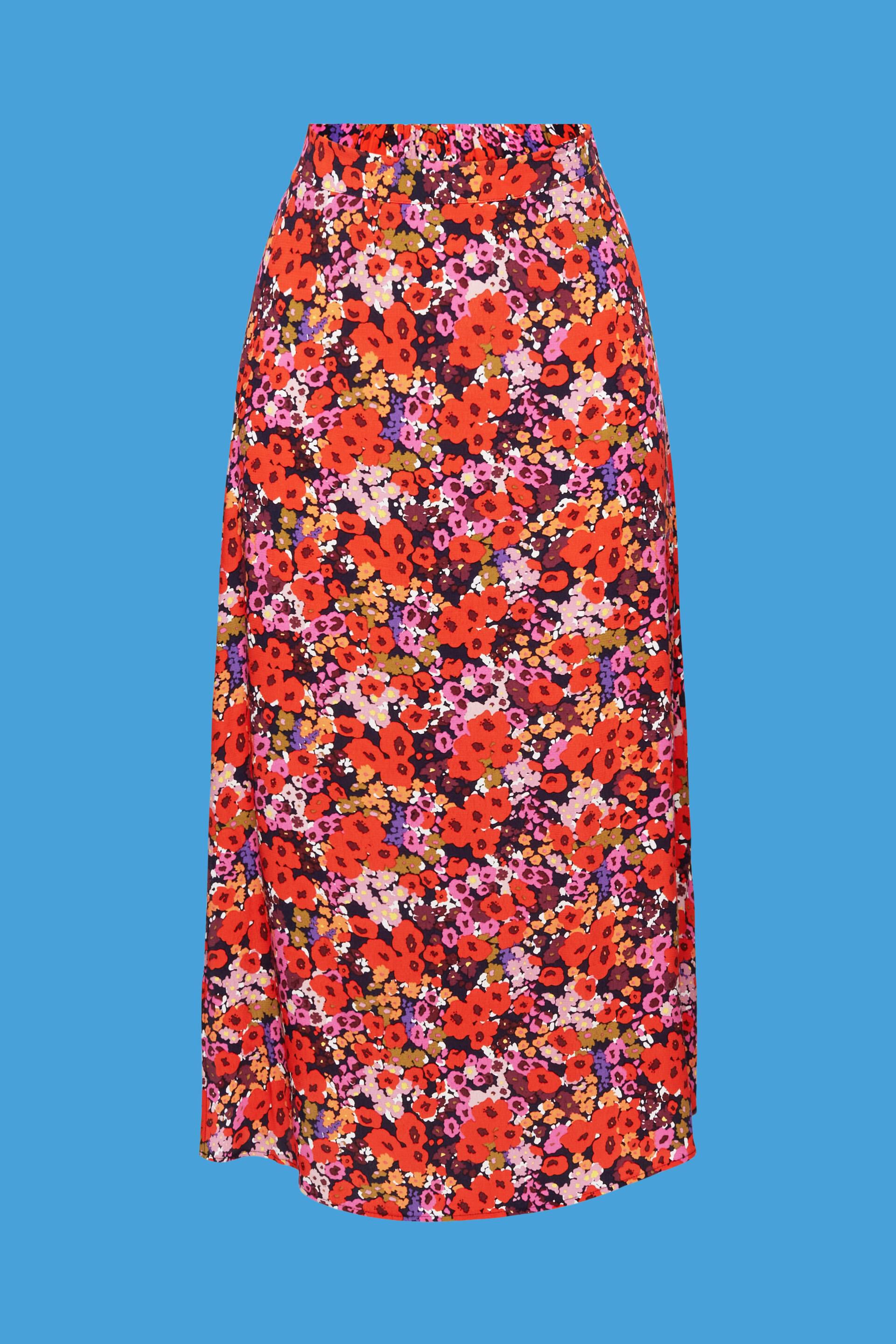 Jupe longueur midi à motif floral all-over
