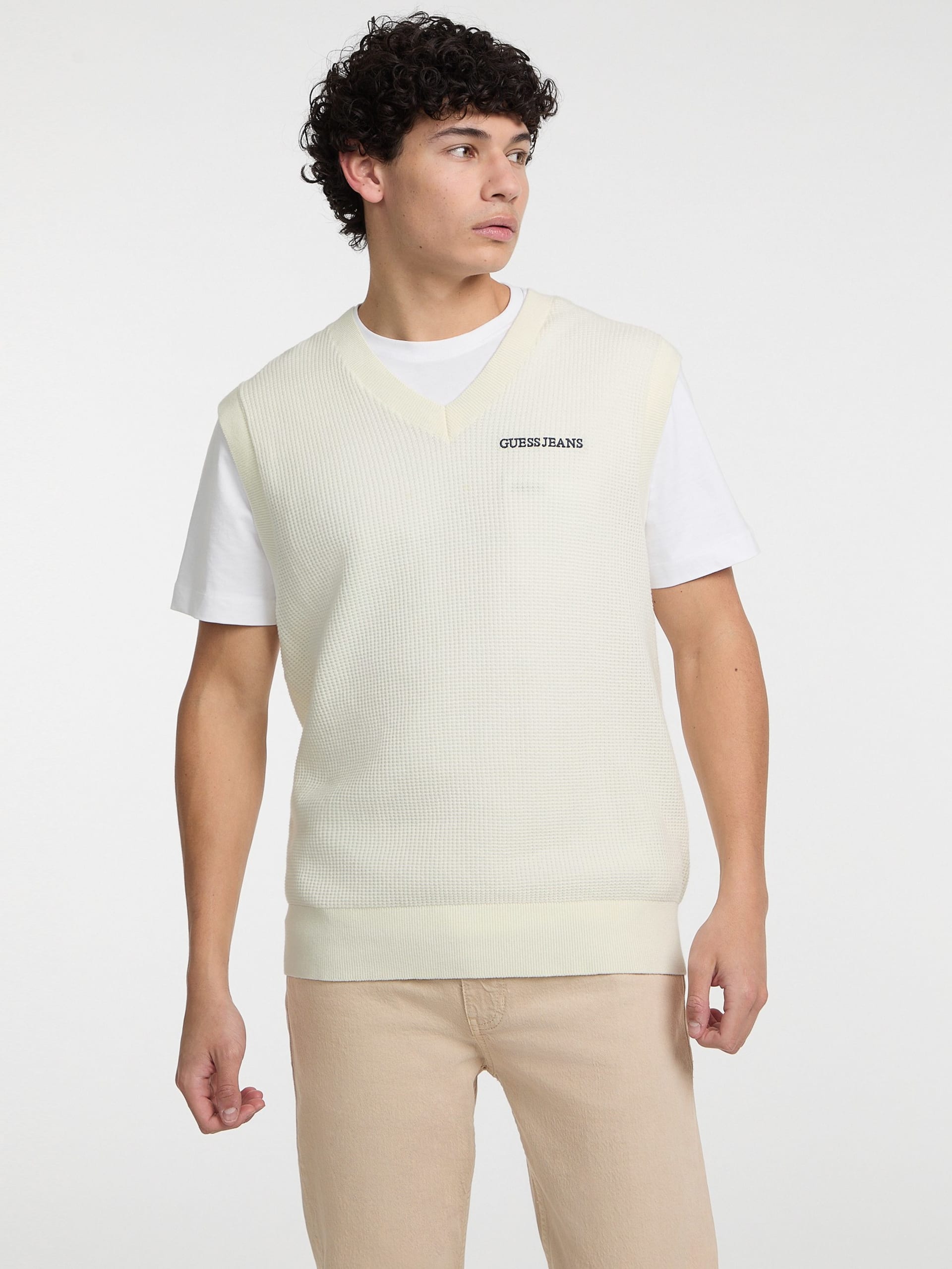 Colete de malha com decote em V