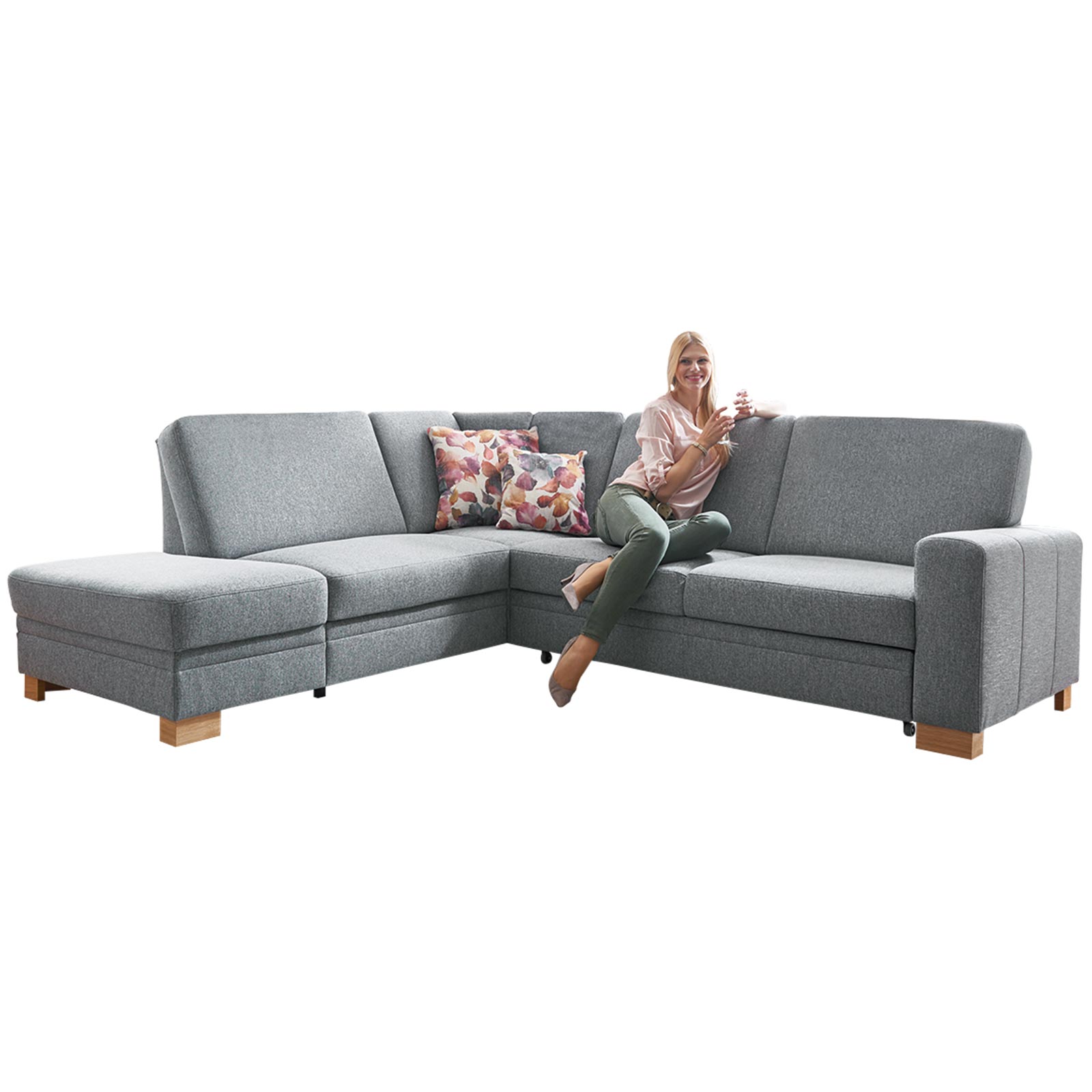 polsterpower Ecksofa - grau - Recamiere links - Basismodell