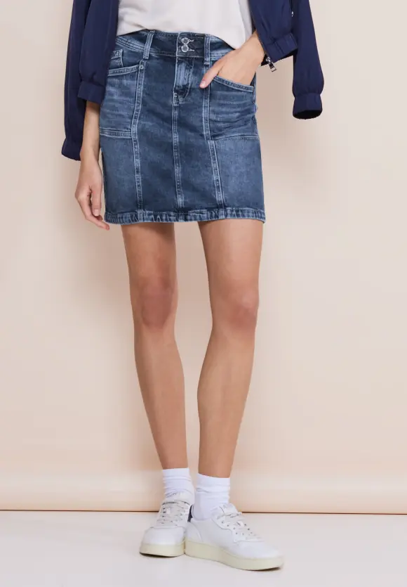 5-Pocket Jeansrock - heavy mid blue wash