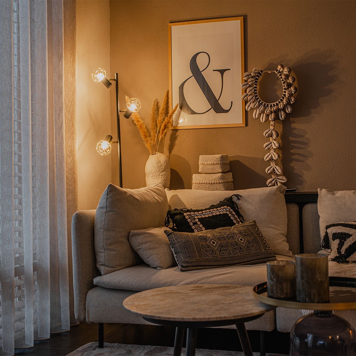 Design vloerlamp zwart 3-lichts verstelbaar - Mesh