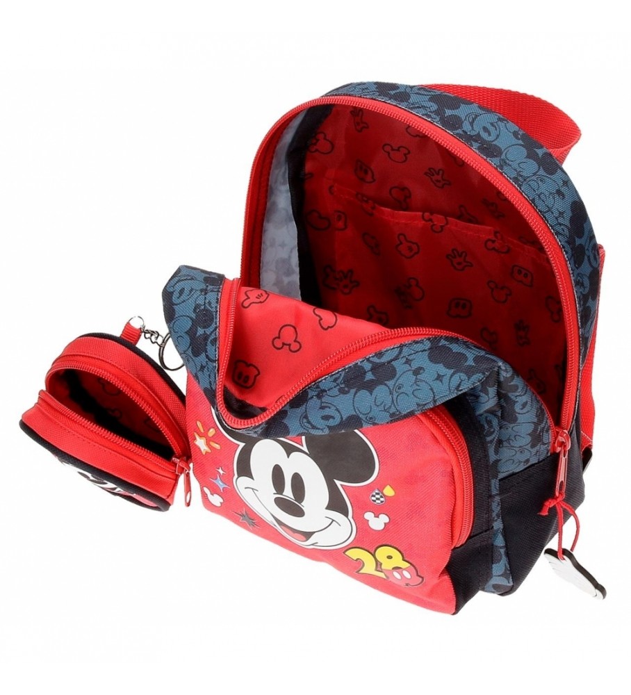 Mochila infantil Joumma Bags Mickey Get Moving, vermelha e azul - 19x23x8cm -
