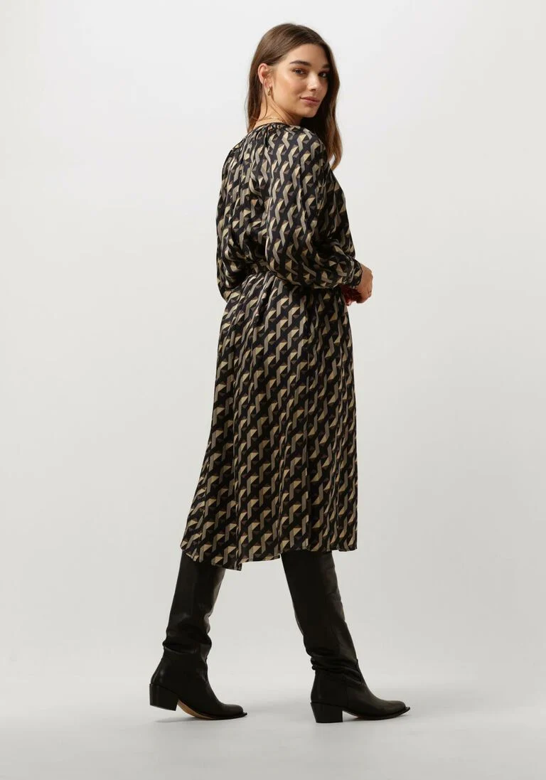 SECOND FEMALE zwarte second female midi jurk hopi dress
