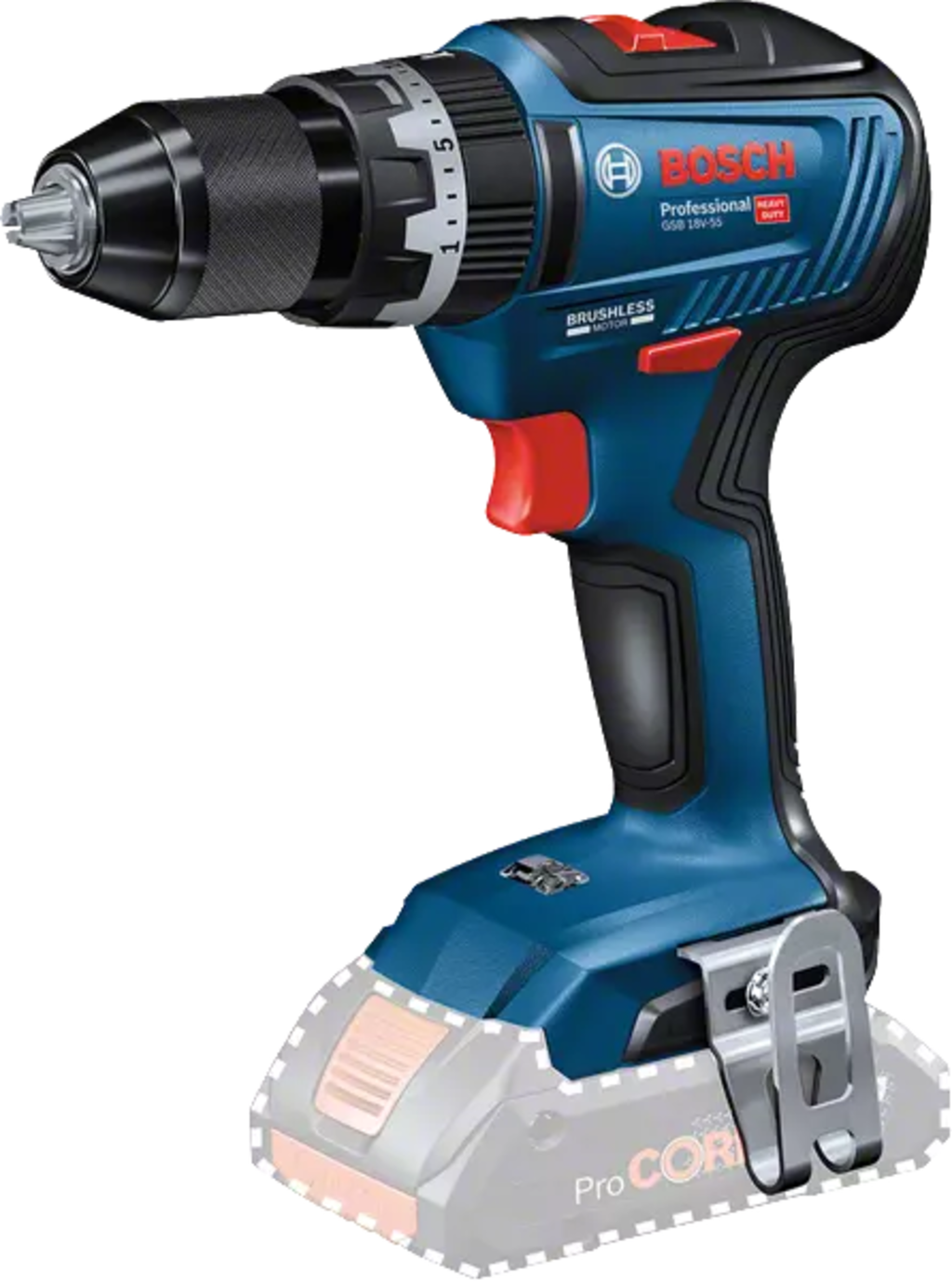 Bosch Professional  GSB 18V-55 Akku-Schlagbohrschrauber, ohne Akku    Leistungsstarke Schlagbohrmaschine ideal für Einsteiger