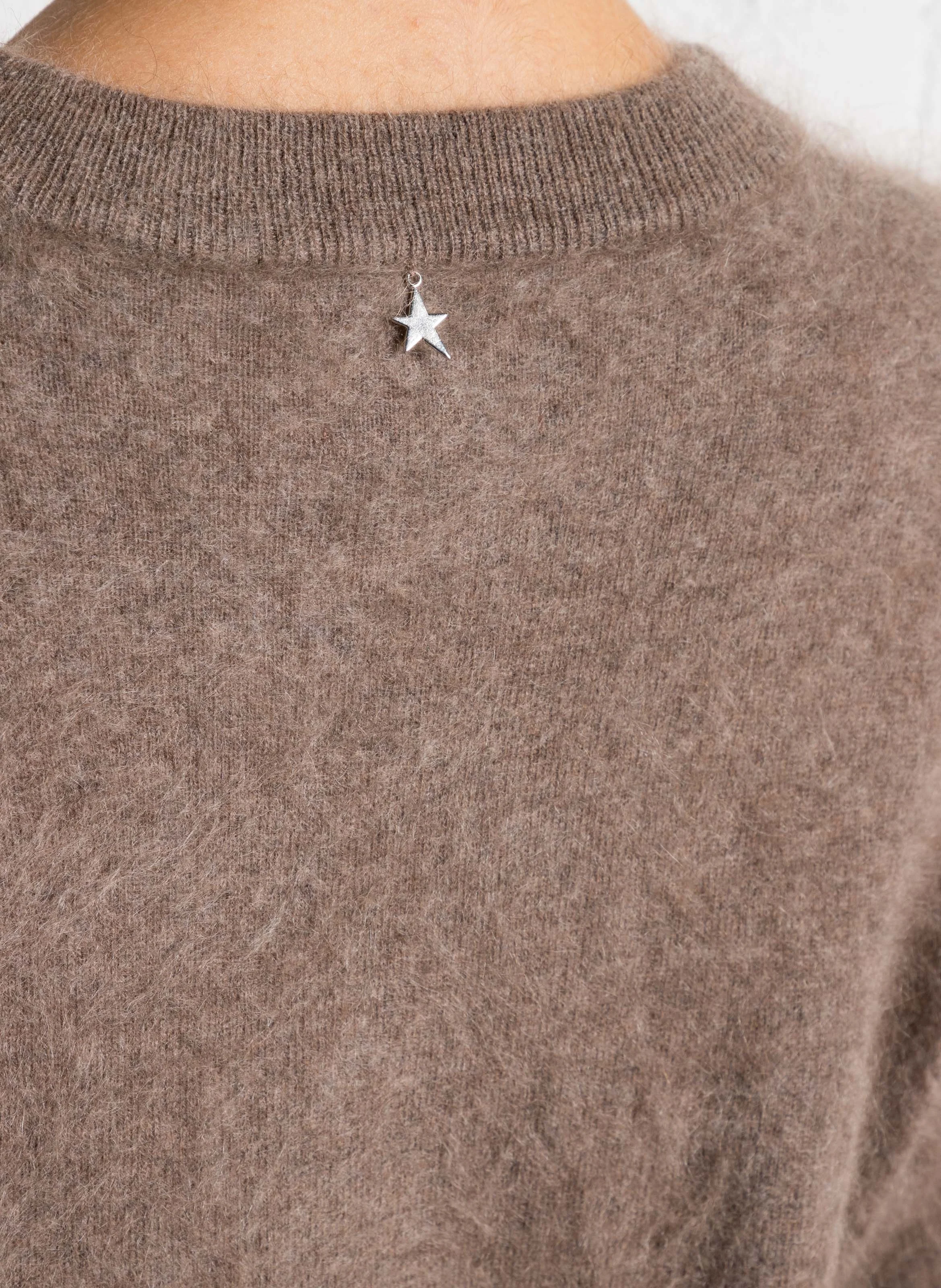 MARINETTY - Pull droit en laine mélangé| Marron