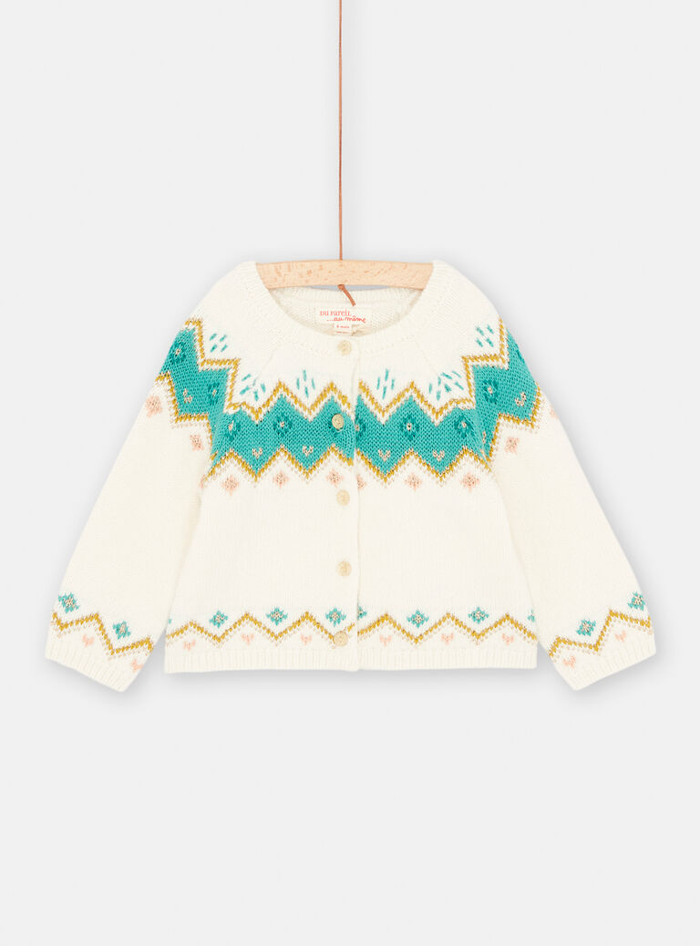 Cardigan écru en tricot pour bébé fille