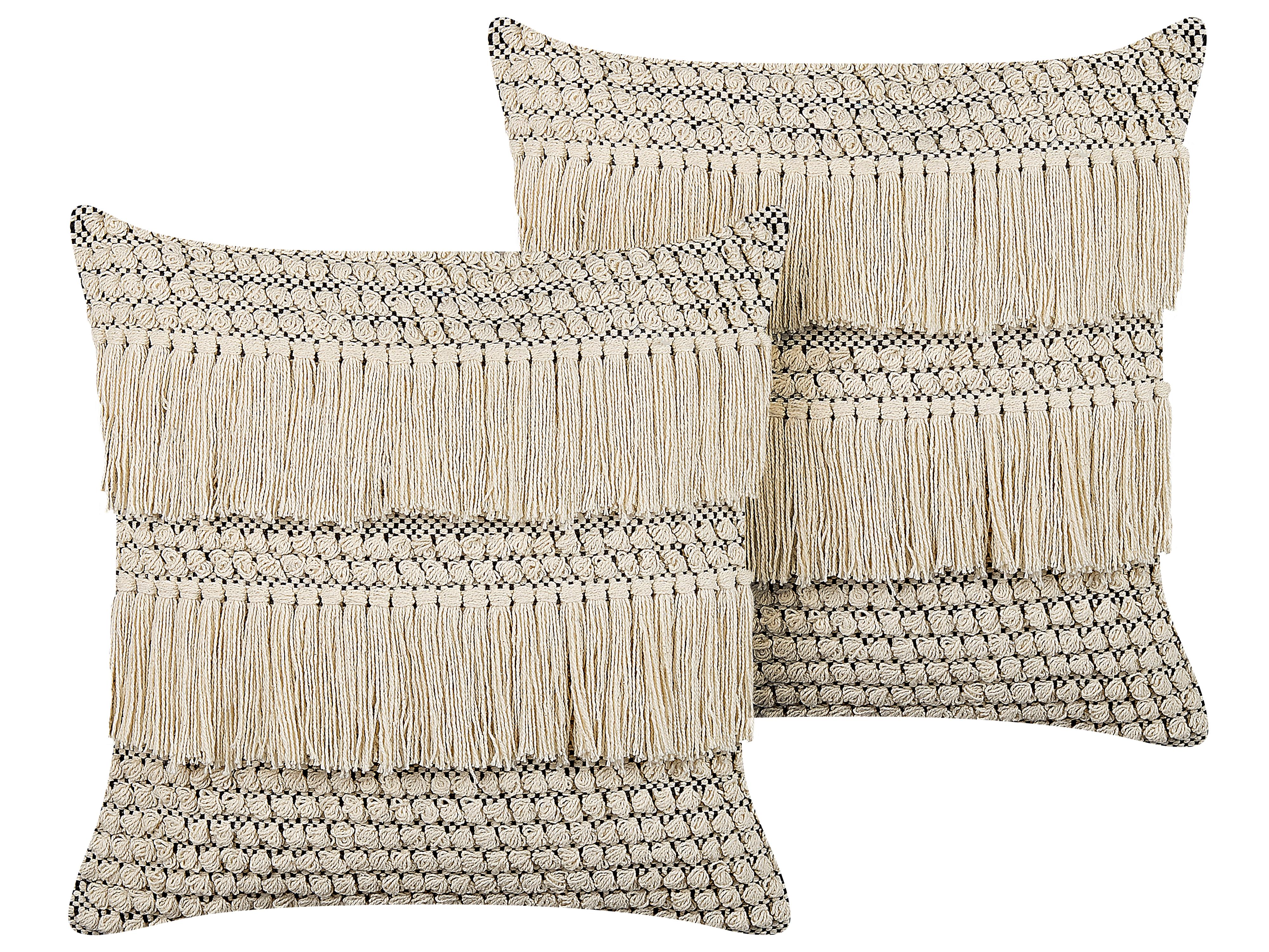 Set van 2 sierkussens IRESINE Katoen 45 x 45 cm Beige geometrisch patroon