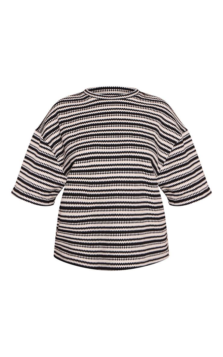 Monochrome T-shirt Boxy À Rayures En Maille Petite Co-ord