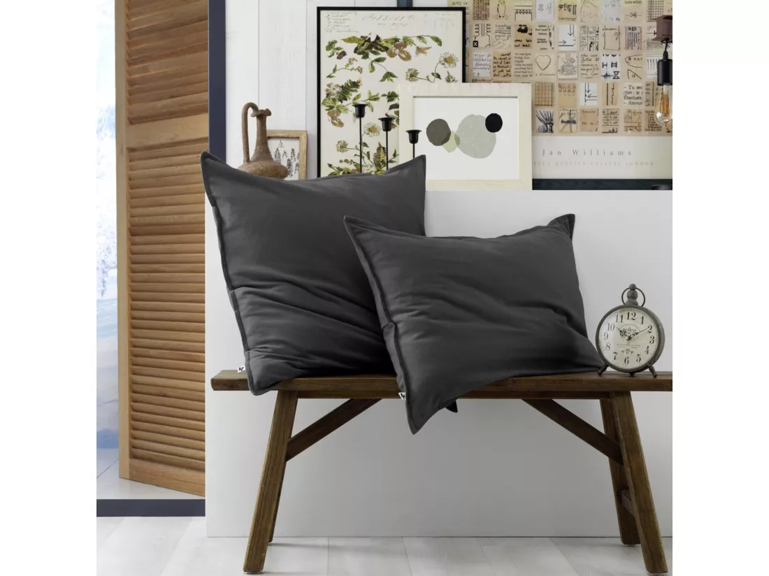 Parure de lit flanelle anthracite 240x220 cm