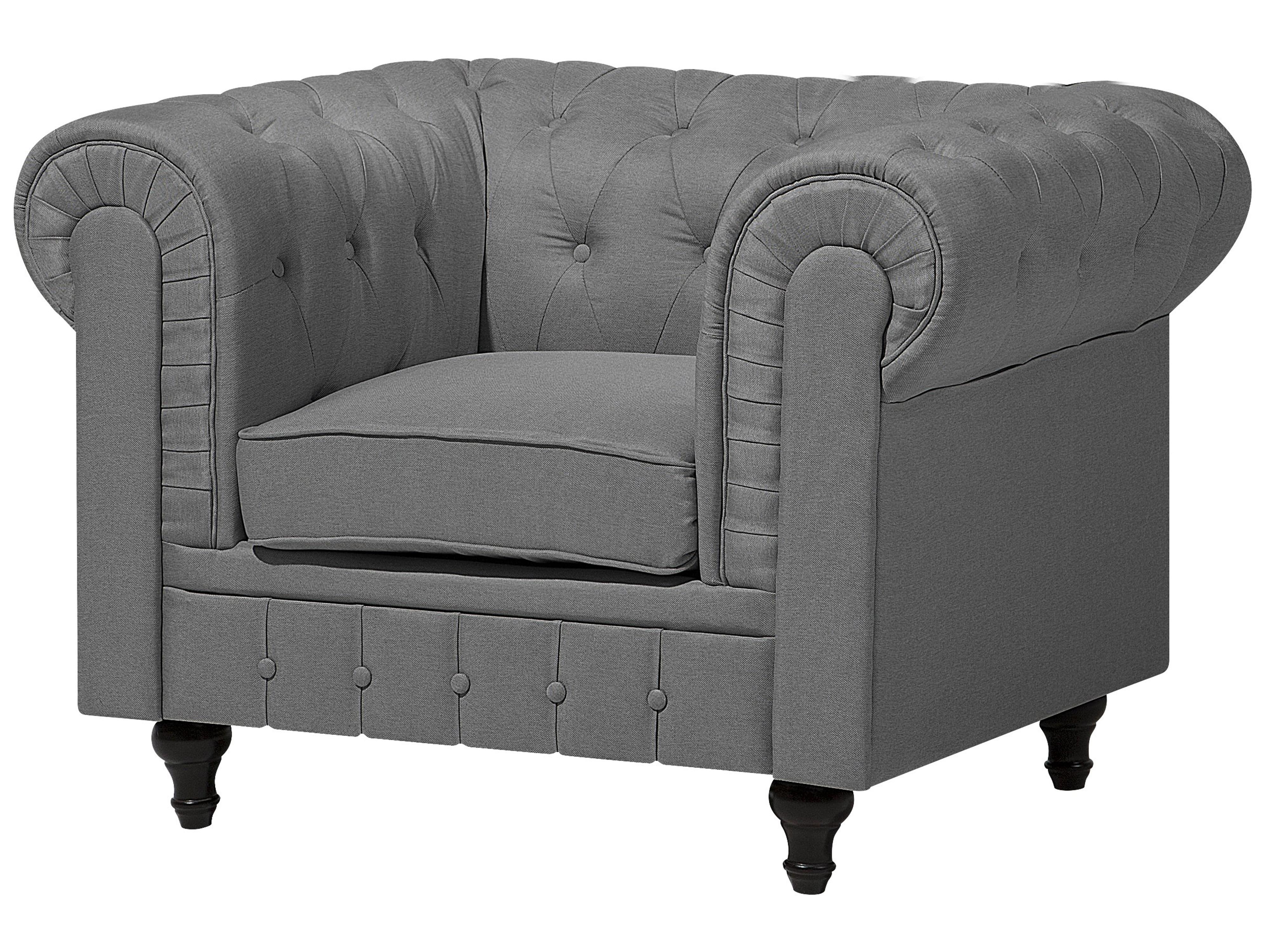 Bankenset 4-zits CHESTERFIELD Stof Lichtgrijs
