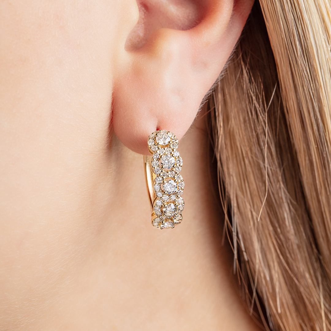 2.00 Karat Diamant-Kreolen 750/18 K Gelbgold Ø 22mm