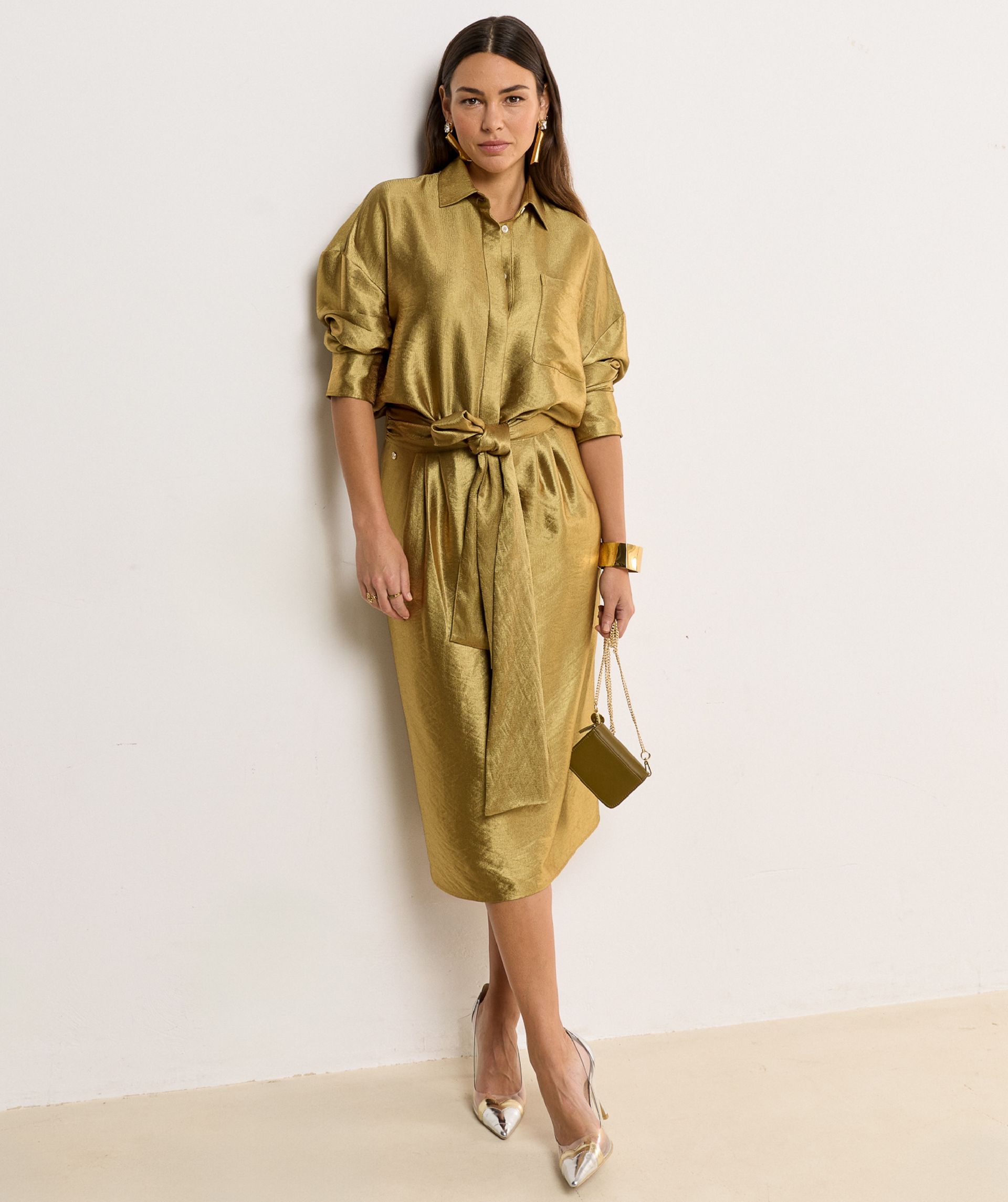 JV-LUCILLA oversized blouse - dark gold